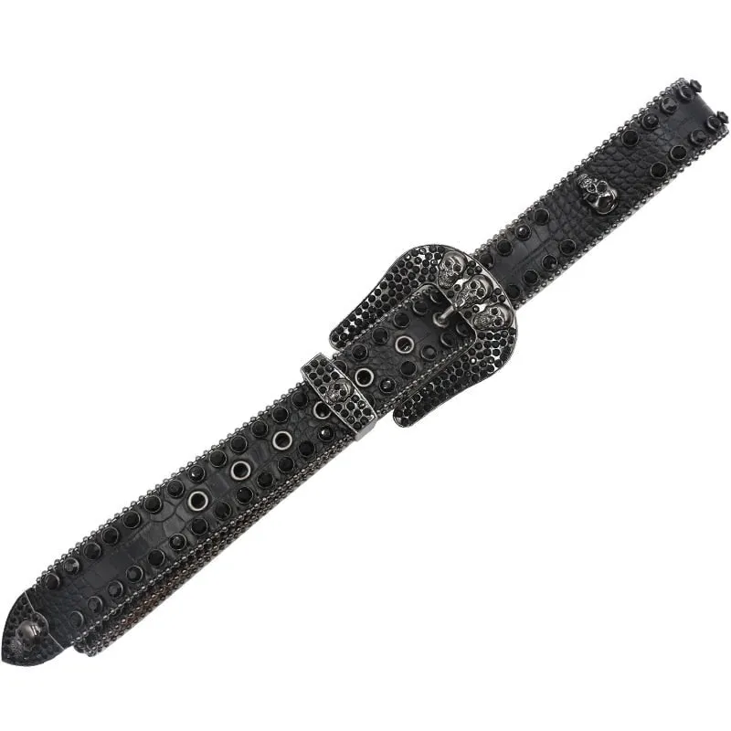 Gray Rhinestones Diamond Studded Belt