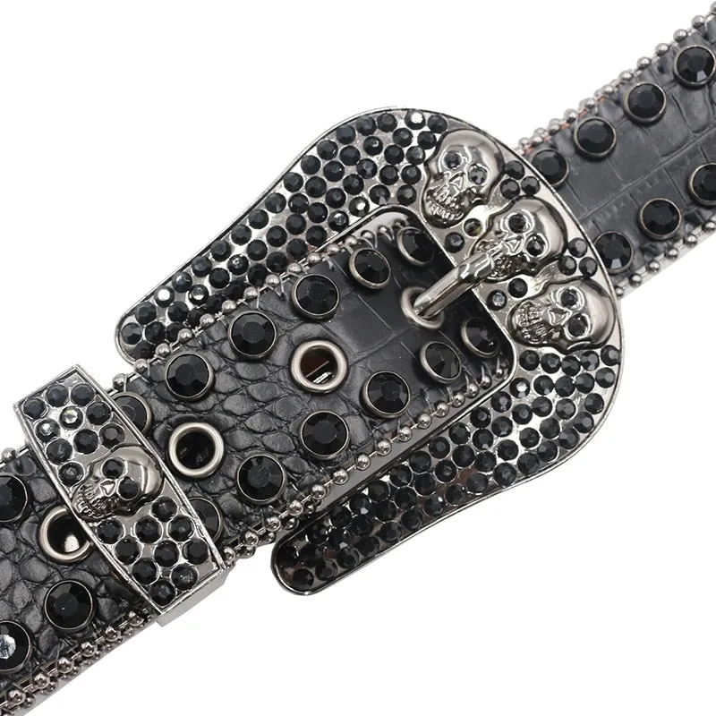 Gray Rhinestones Diamond Studded Belt