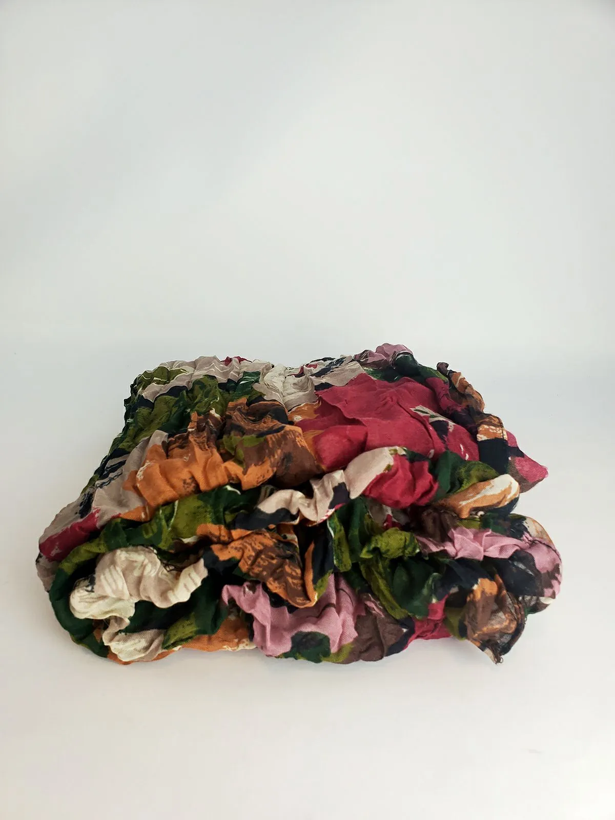 Green and Purple Floral Crinkle Infinity Scarf