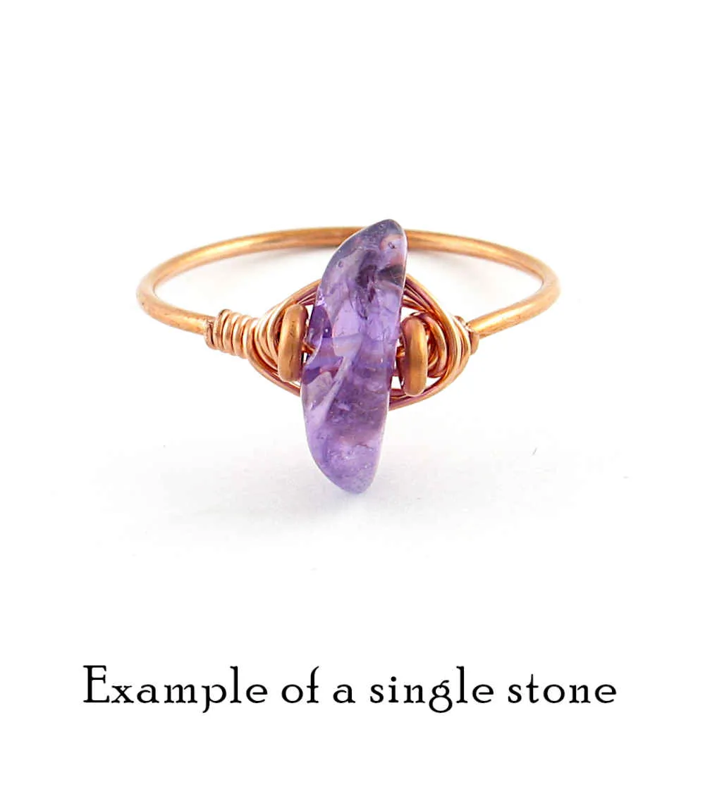 Handcrafted Copper Wire Gemstone Rings: Stackable Collection