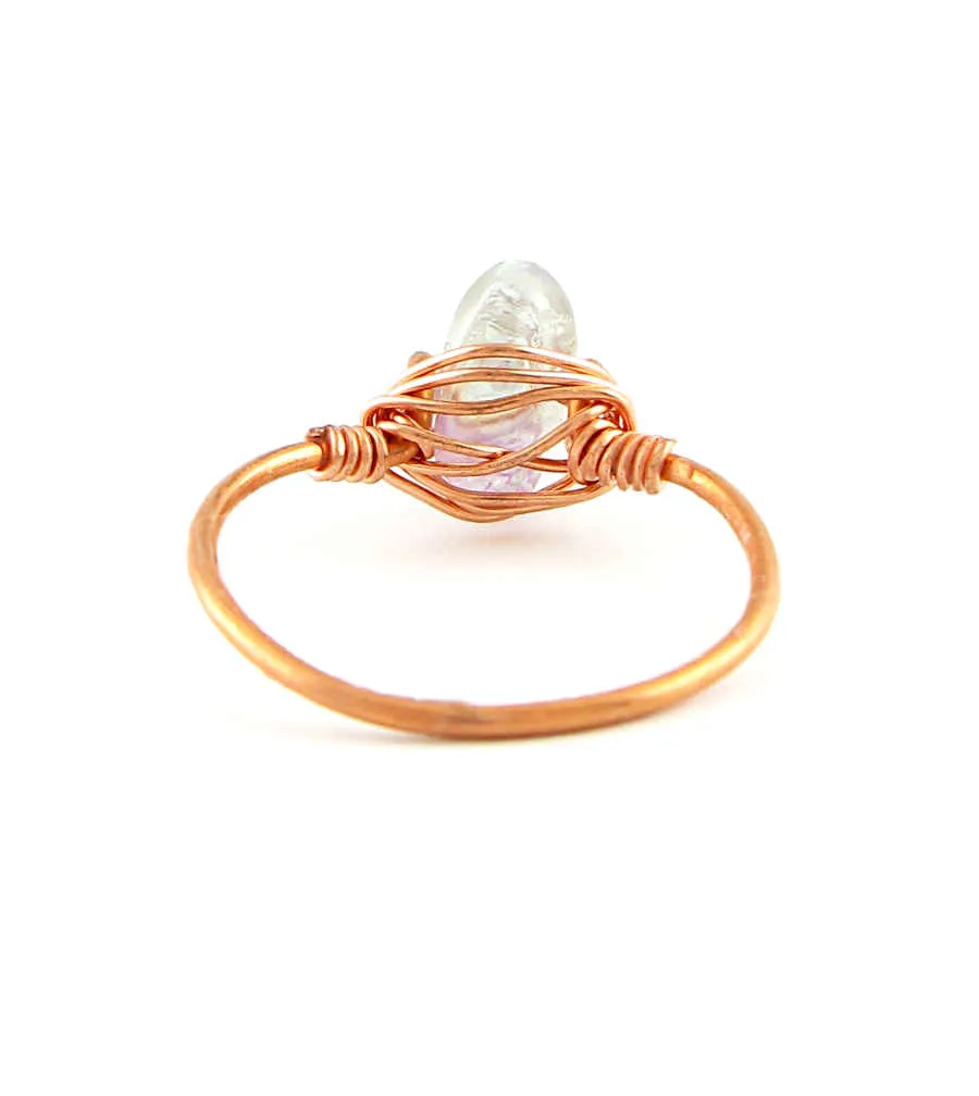 Handcrafted Copper Wire Gemstone Rings: Stackable Collection