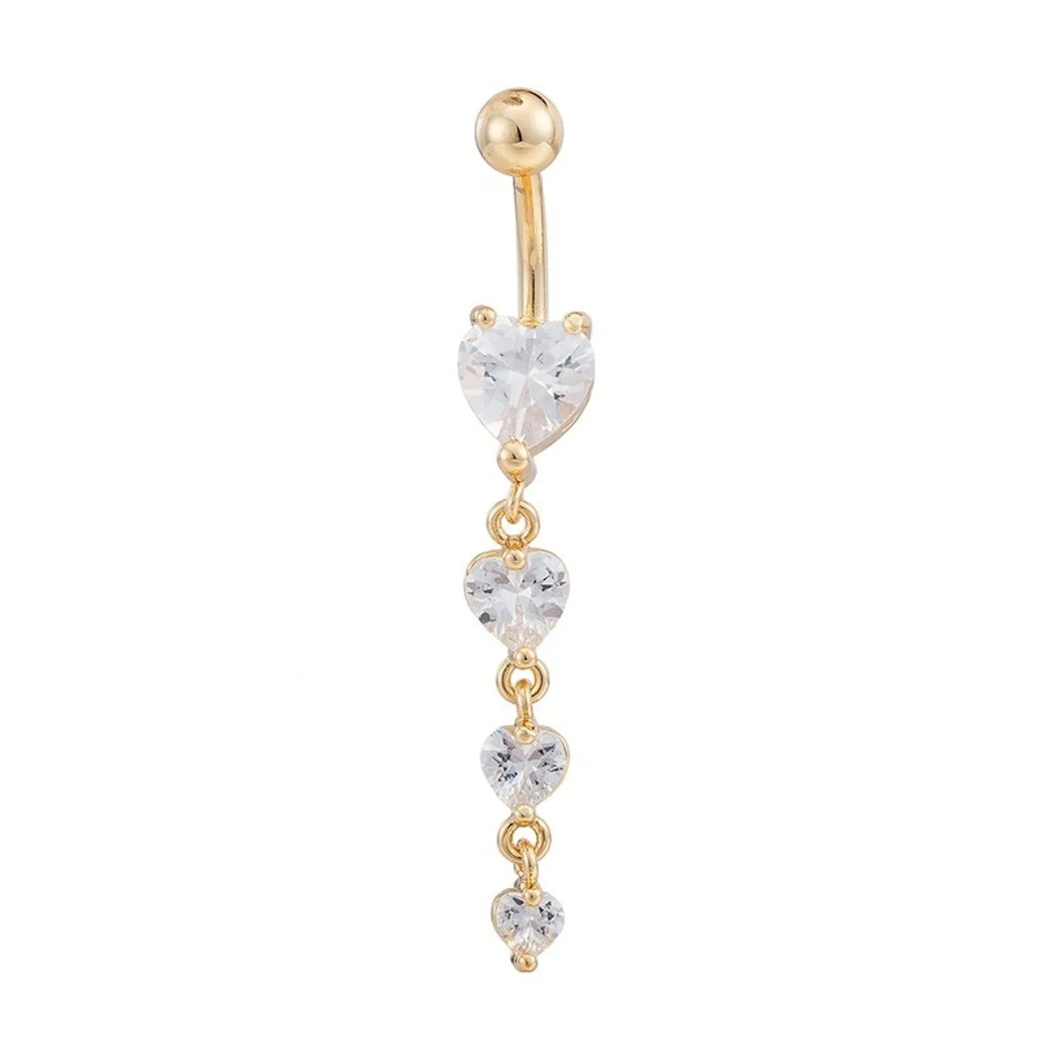 Heart Belly Button Ring with CZ Crystal