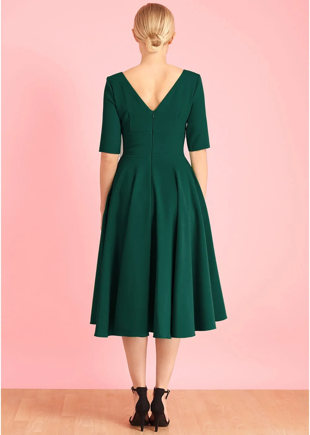 Dark Green Hepburn 50's Swing Dress