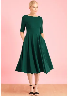 Dark Green Hepburn 50's Swing Dress