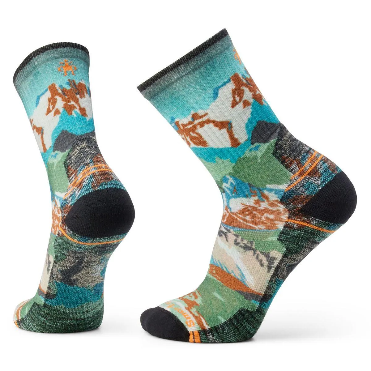 Hike Light Cushion Alpine Trail Print Crew Socks