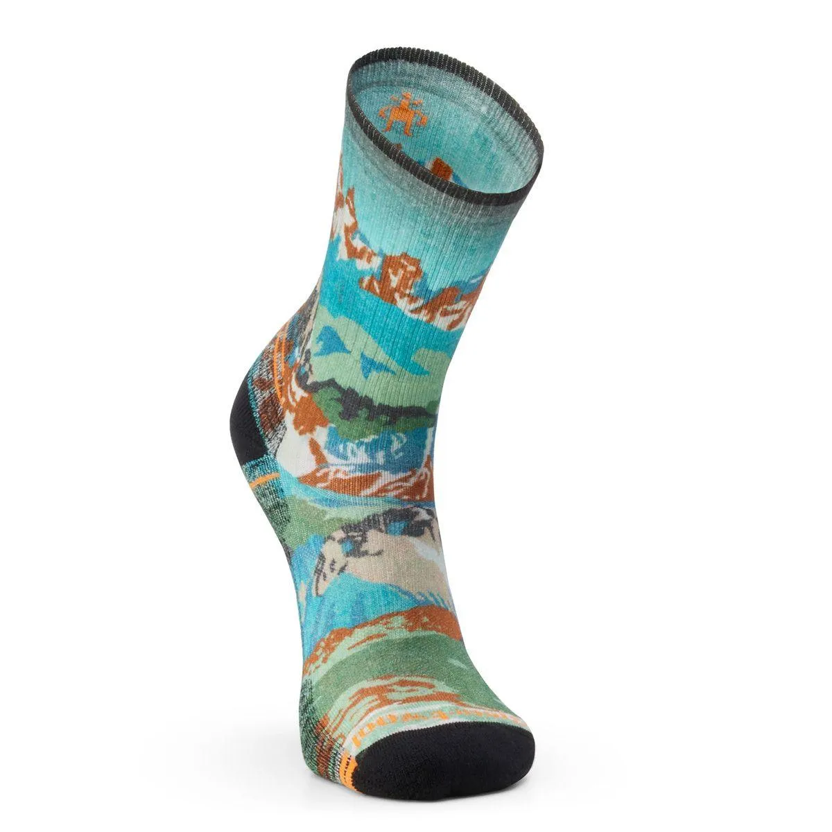 Hike Light Cushion Alpine Trail Print Crew Socks