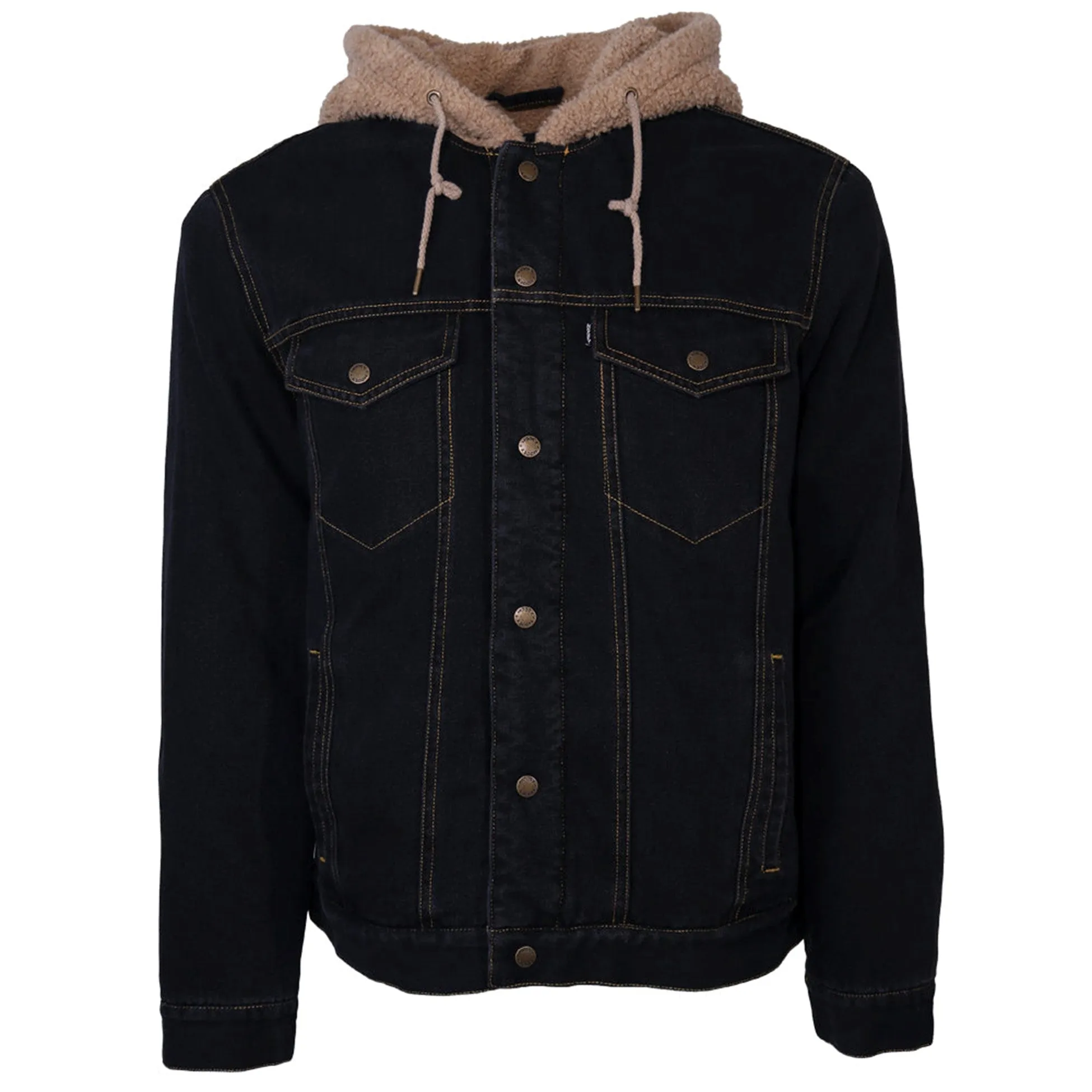 Men's Black Denim Hooded Jacket