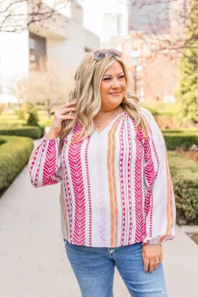 Hot Pink Geometric Print Top