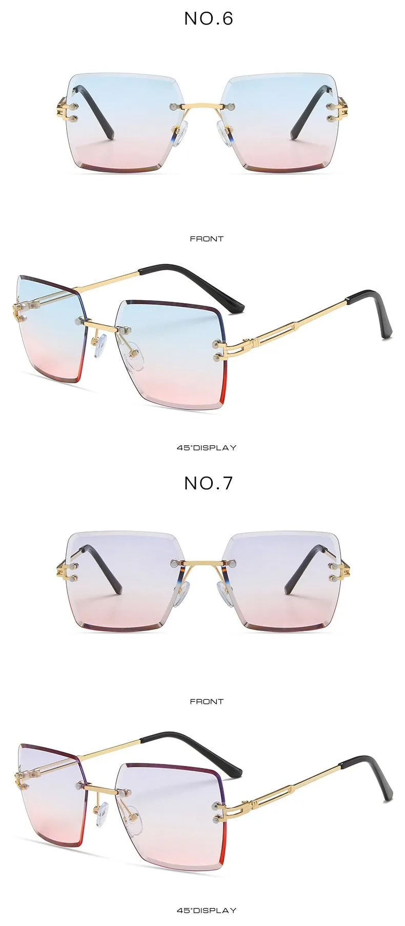 Gradient Tea Shades Square Cat Eye Sunglasses for Women