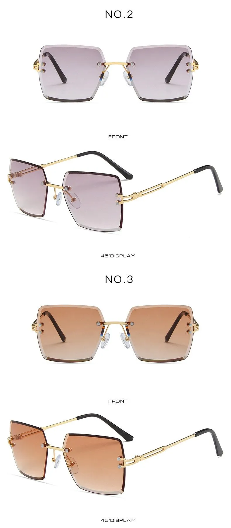 Gradient Tea Shades Square Cat Eye Sunglasses for Women