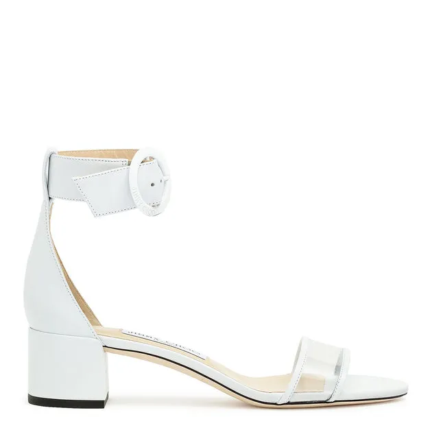 Jimmy Choo White Nappa and Clear Plexi Sandals