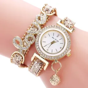 Fashionable Ladies Bracelet Watch with Quartz Movement and Rhinestones