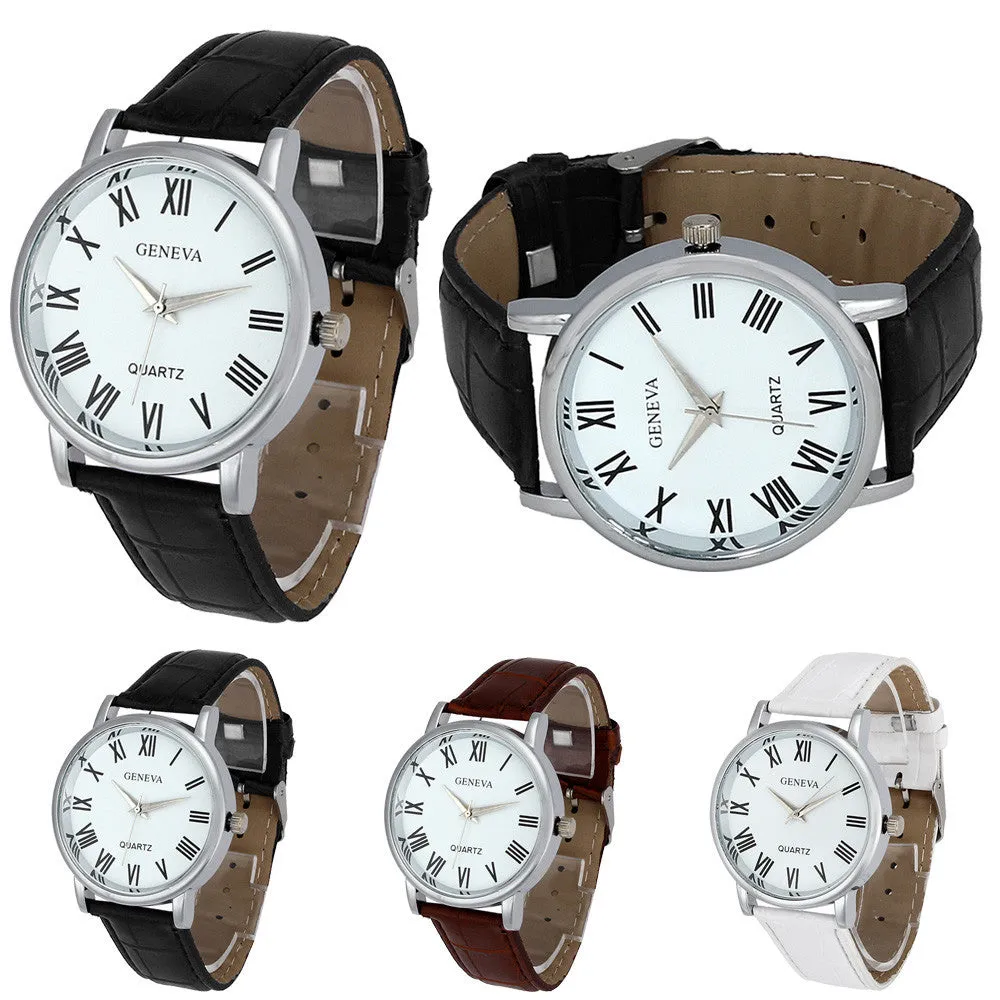 Latest Casual Business Leather Strap Sports Watch Men Women Clock