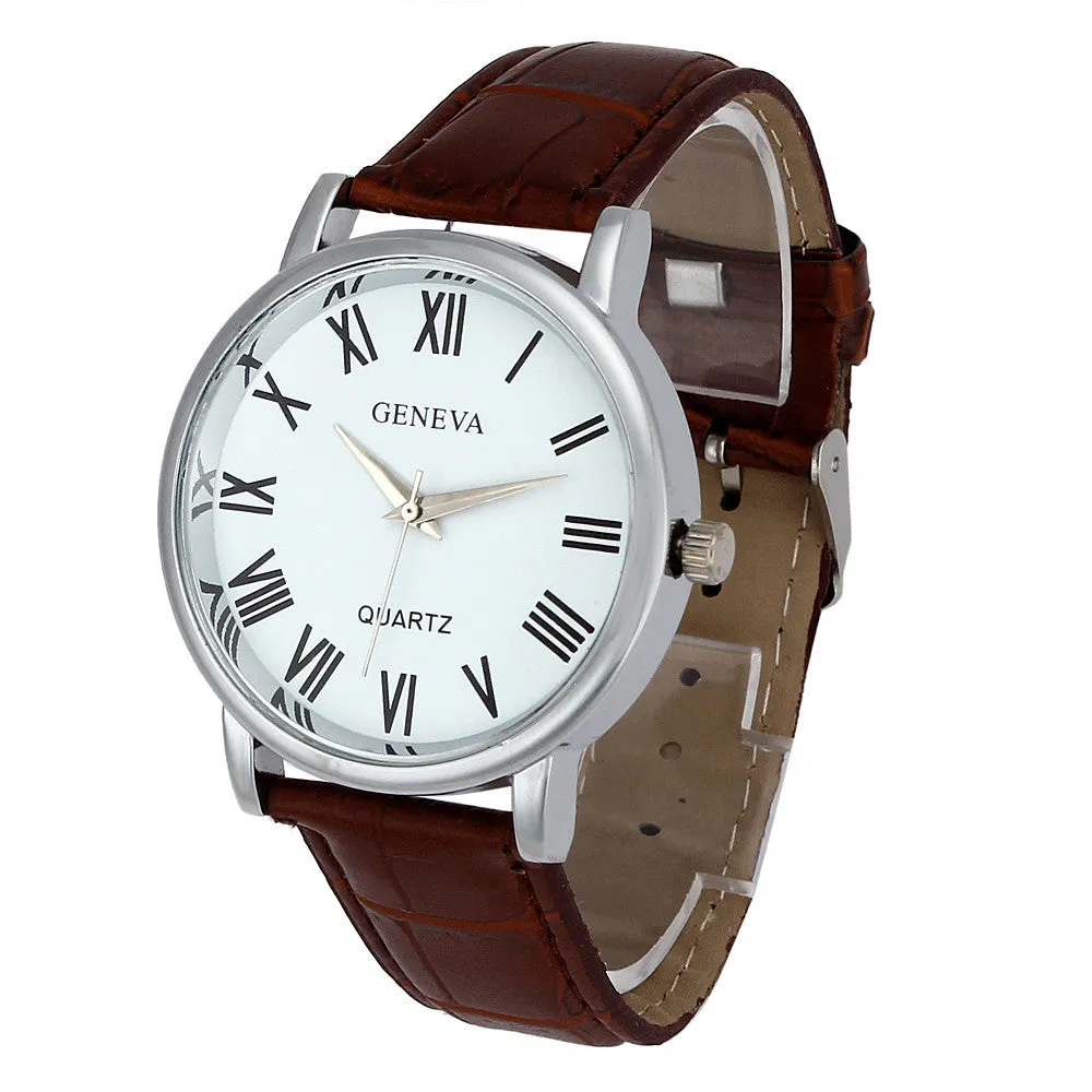 Latest Casual Business Leather Strap Sports Watch Men Women Clock