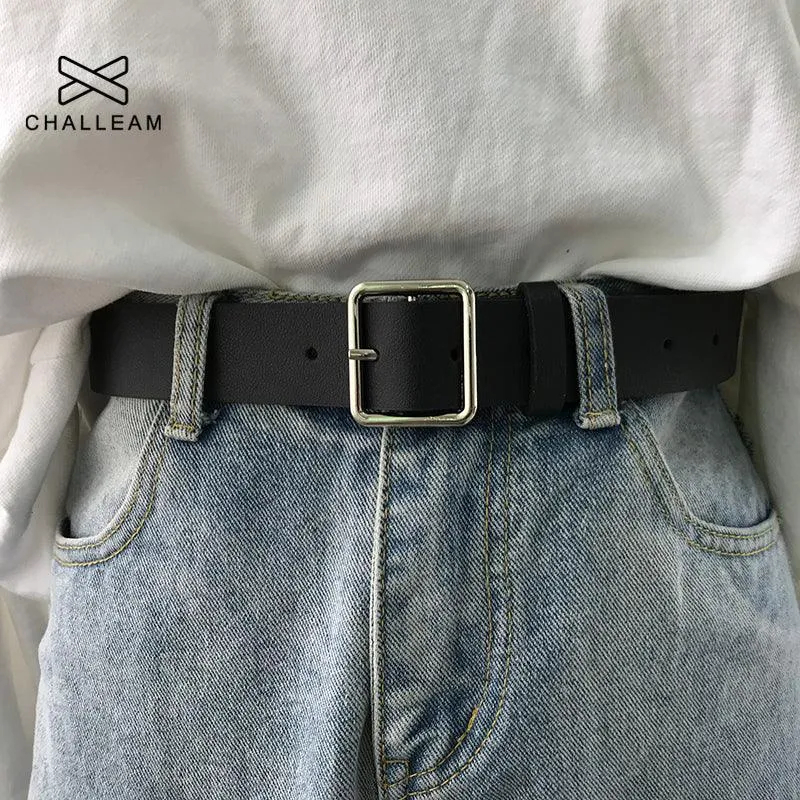 Square Buckle Leather Belt