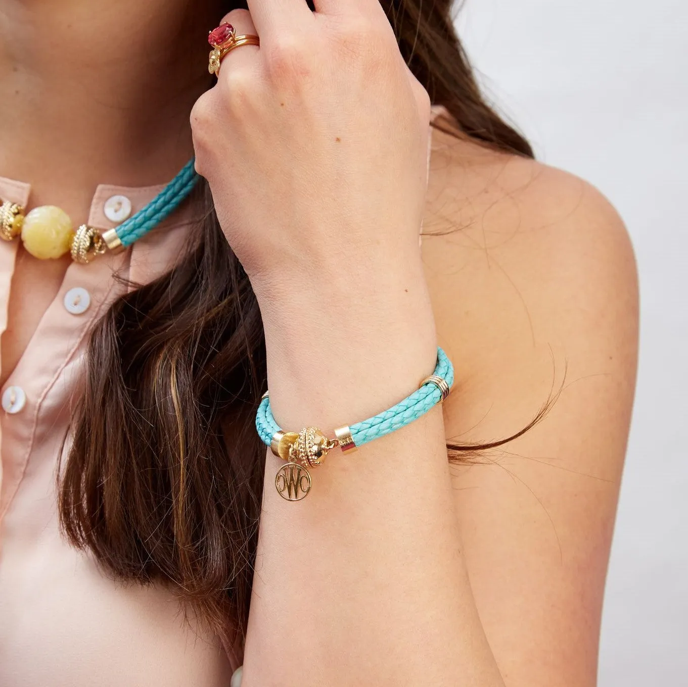 Robins Egg Blue Braided Leather Aspen Bracelet