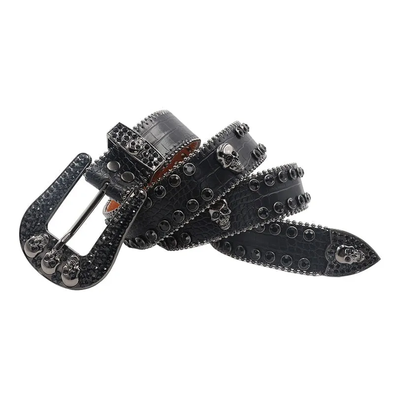 Women's Leopard Rhinestone Pin Buckle Belt