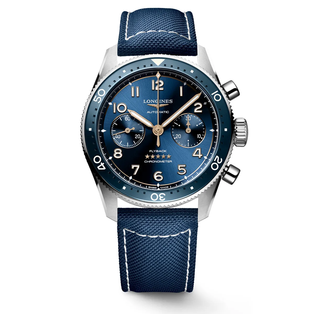 Longines Spirit Flyback Chronograph Watch 42mm Blue Dial and Strap L38214932