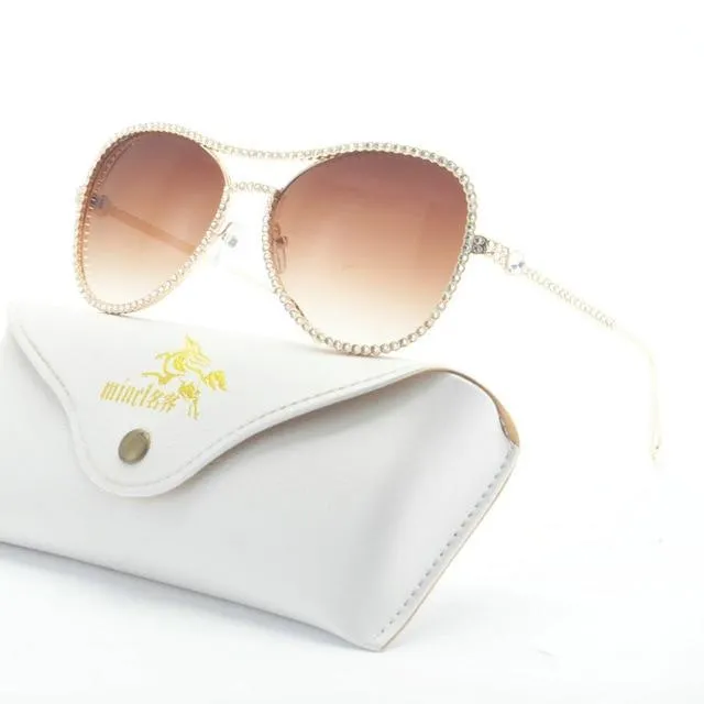 Luxury Fashion Diamond Metal Female Sunglasses