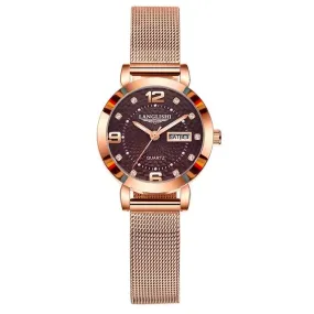 Women's Glow Leisure Calendar Mesh Belt Crown Quartz Watch