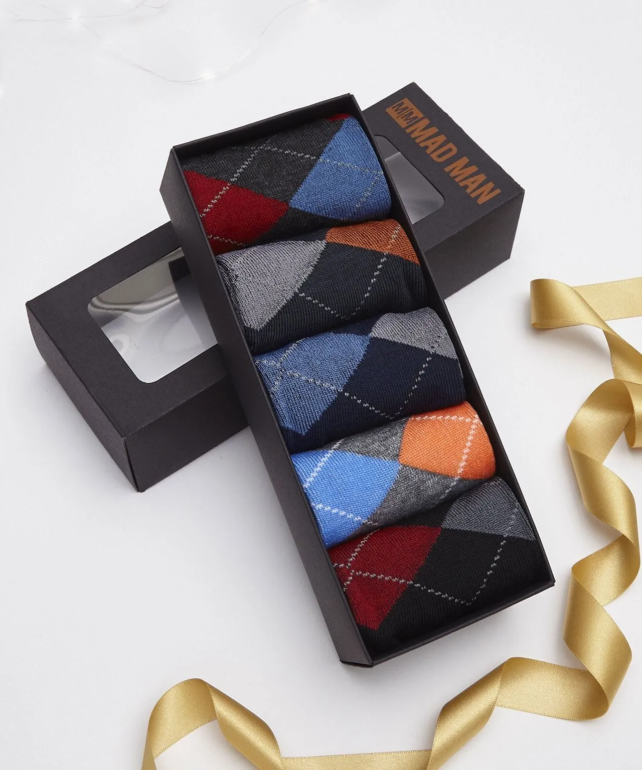 Mad Man Bright Argyle Boxed Socks