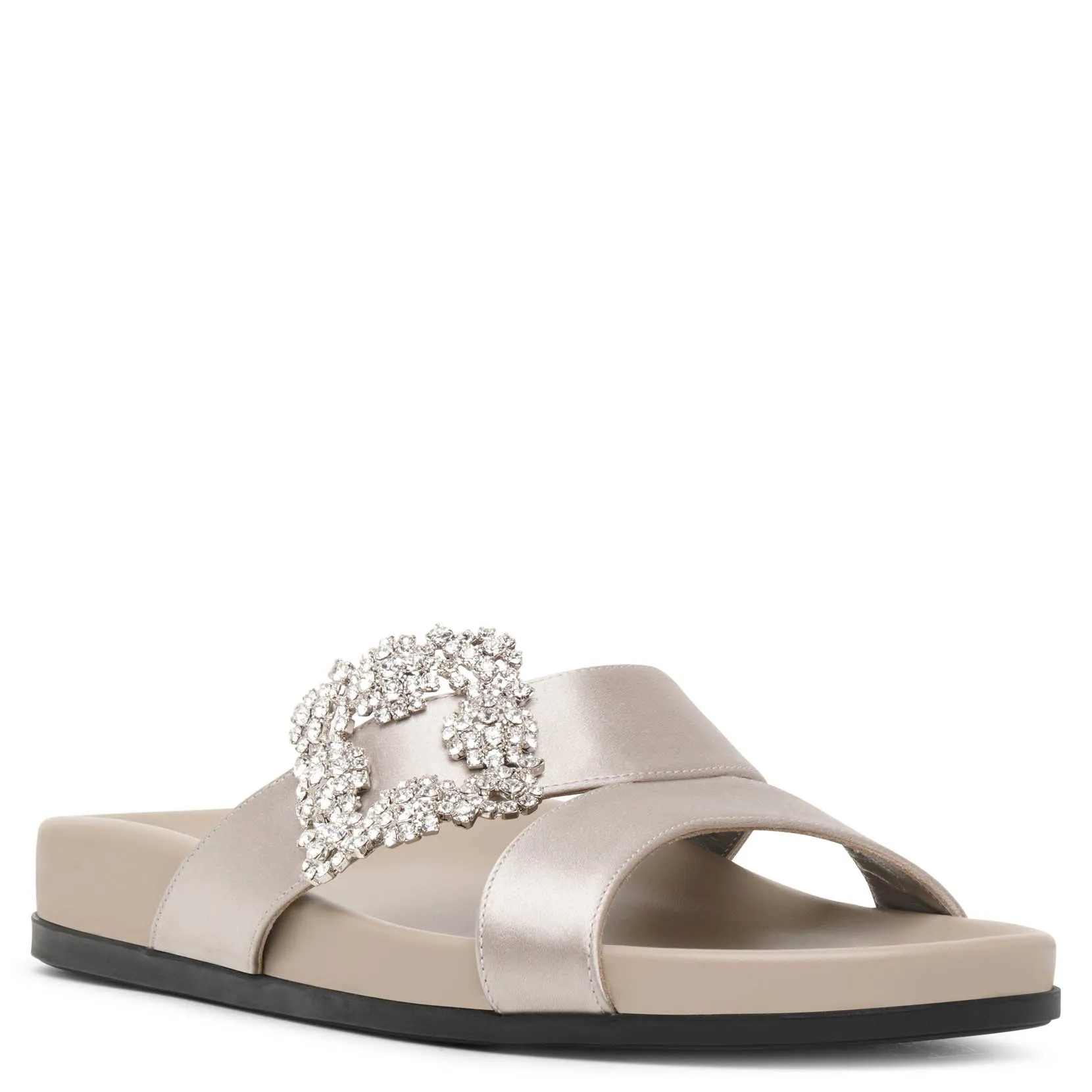 Manolo Blahnik Gray Satin Chilanghi Flat Sandals