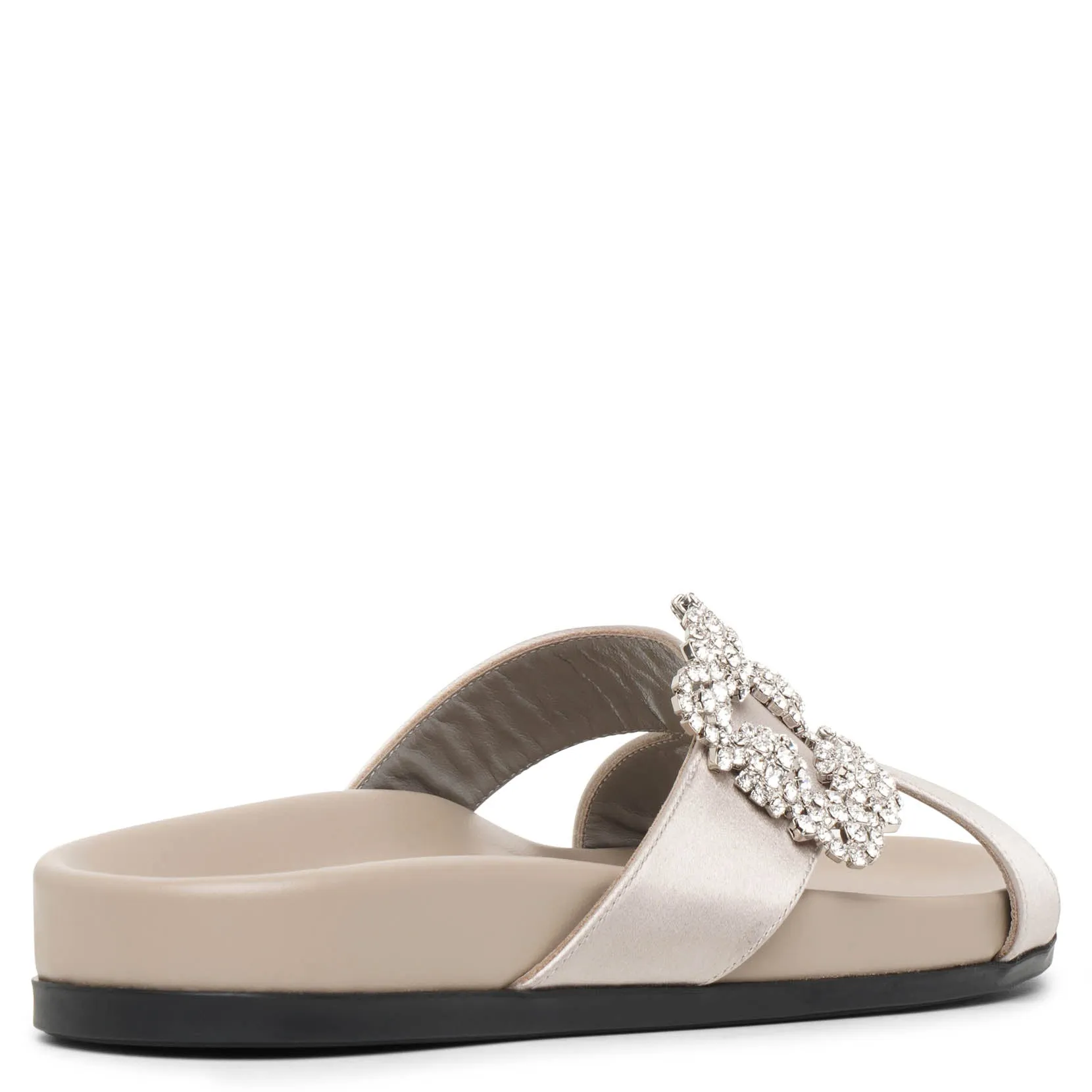 Manolo Blahnik Gray Satin Chilanghi Flat Sandals