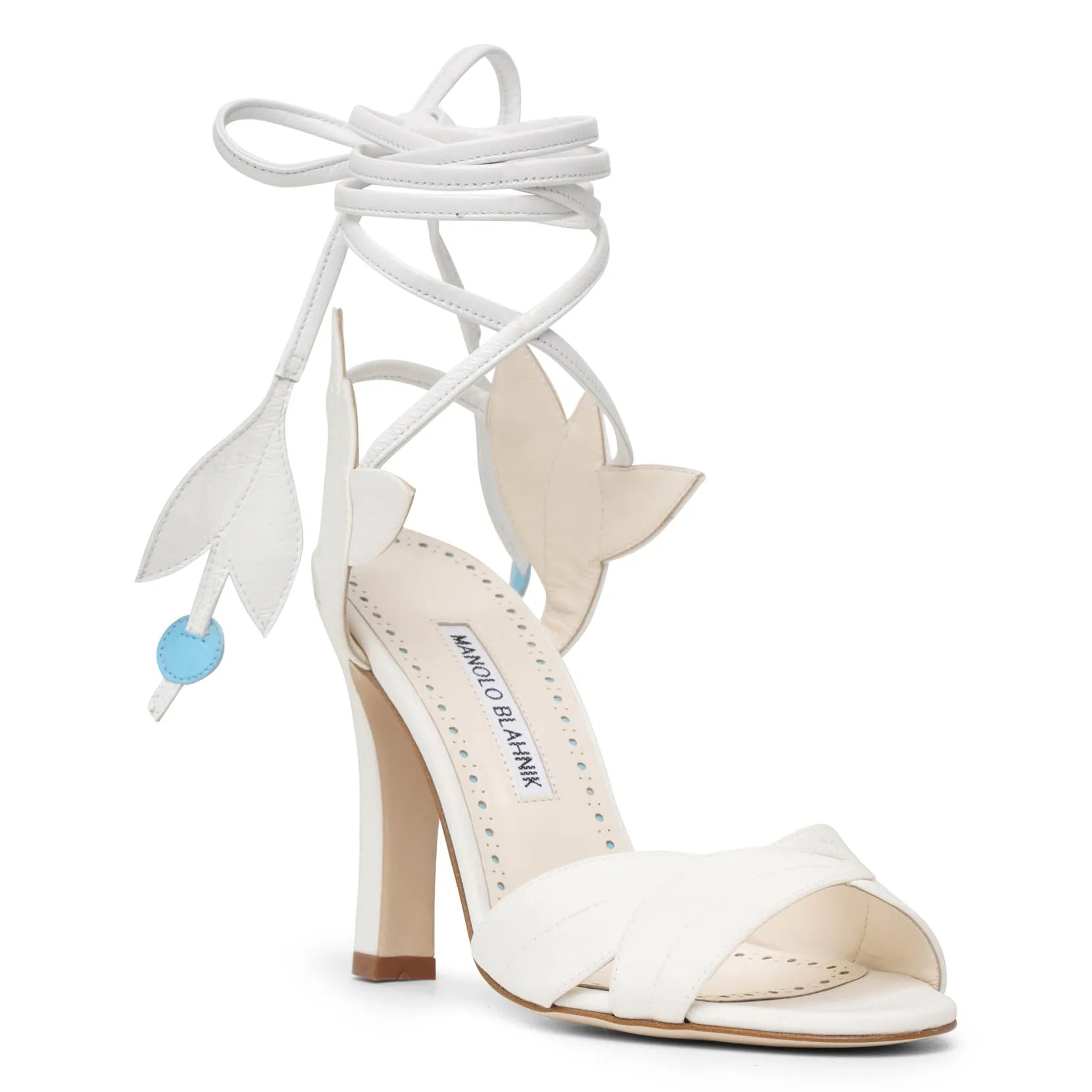 Manolo Blahnik White Ossie 105 Sandals