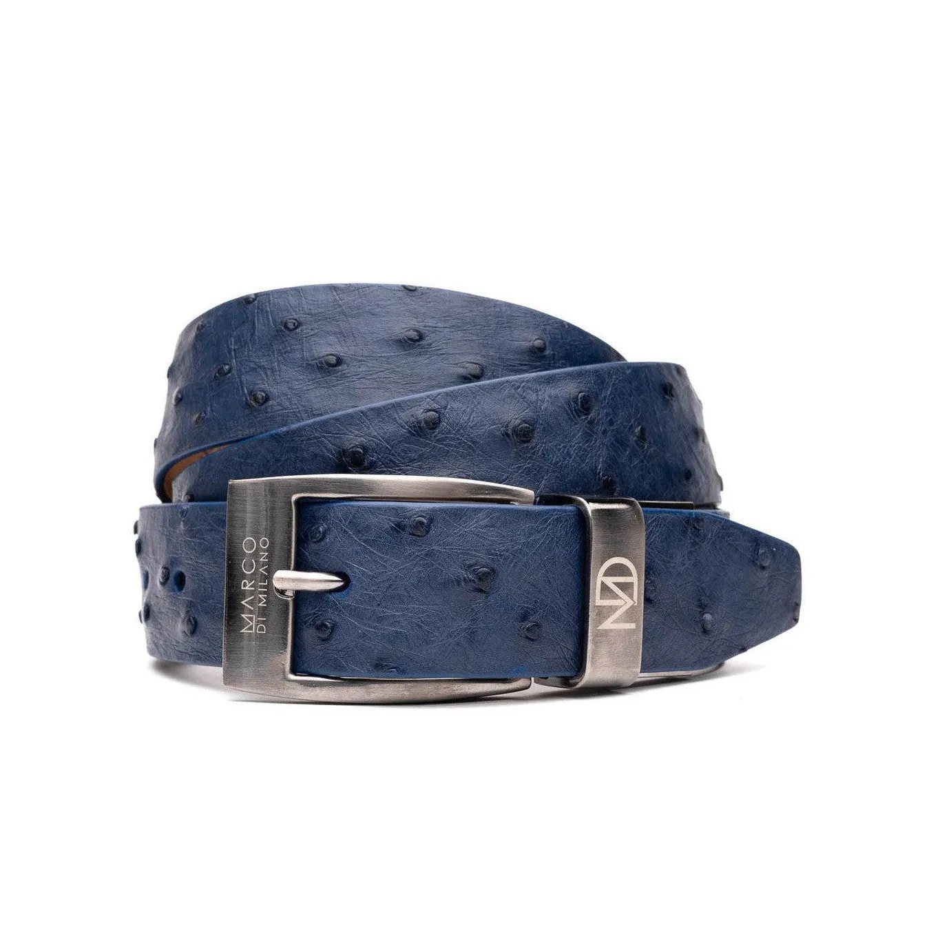 MDMB1034 Marco Di Milano Navy Genuine Exotic Ostrich Men's Belts