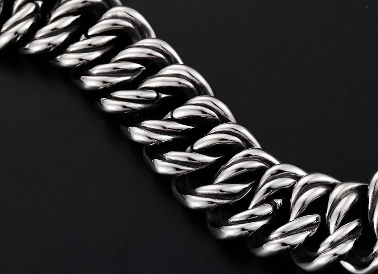 Men's 22mm Stainless Steel Geometric On Hand Chain Wrist Bracelets