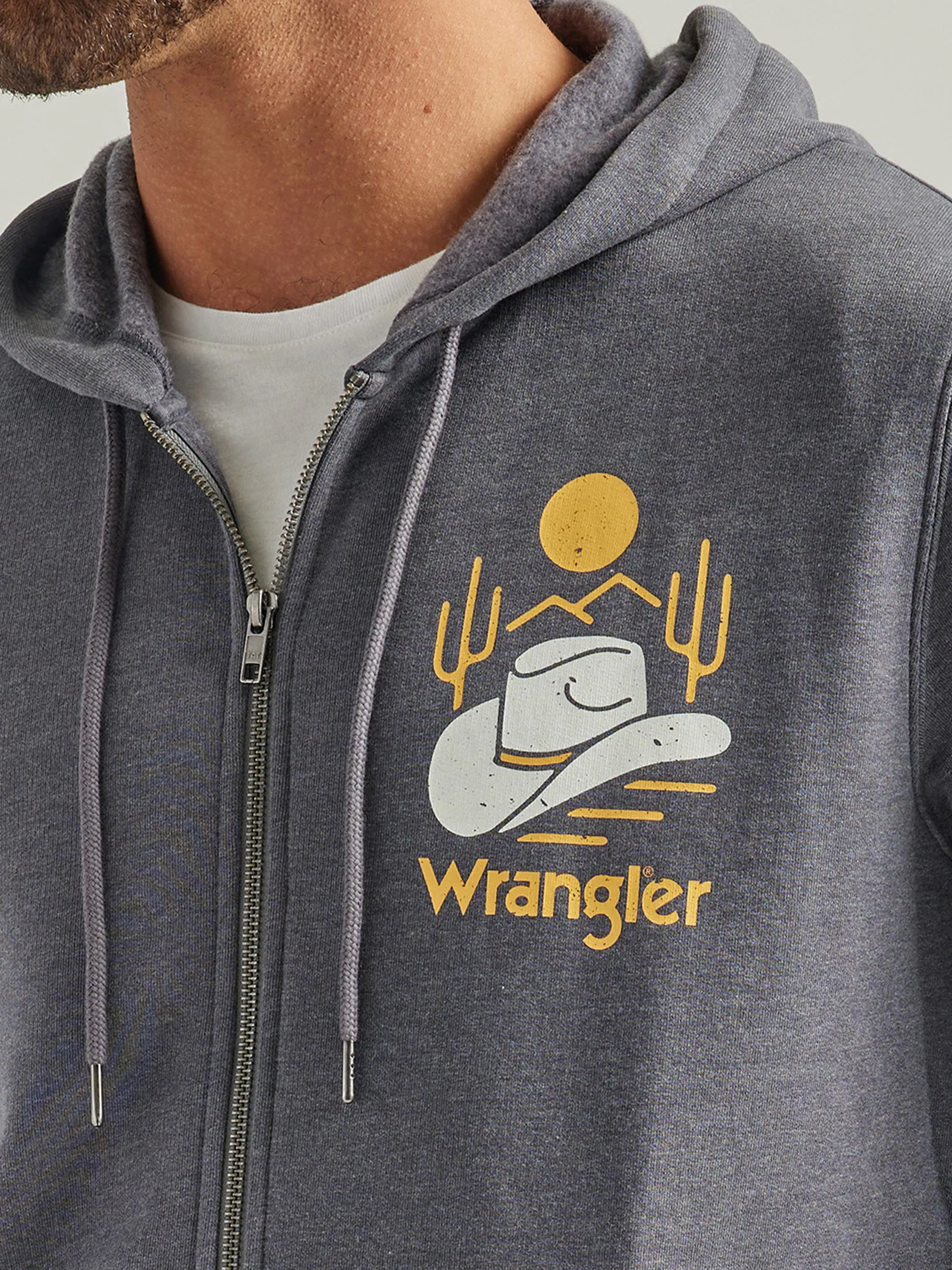 Wrangler Men's Charcoal Heather Logo Zip Hoodie