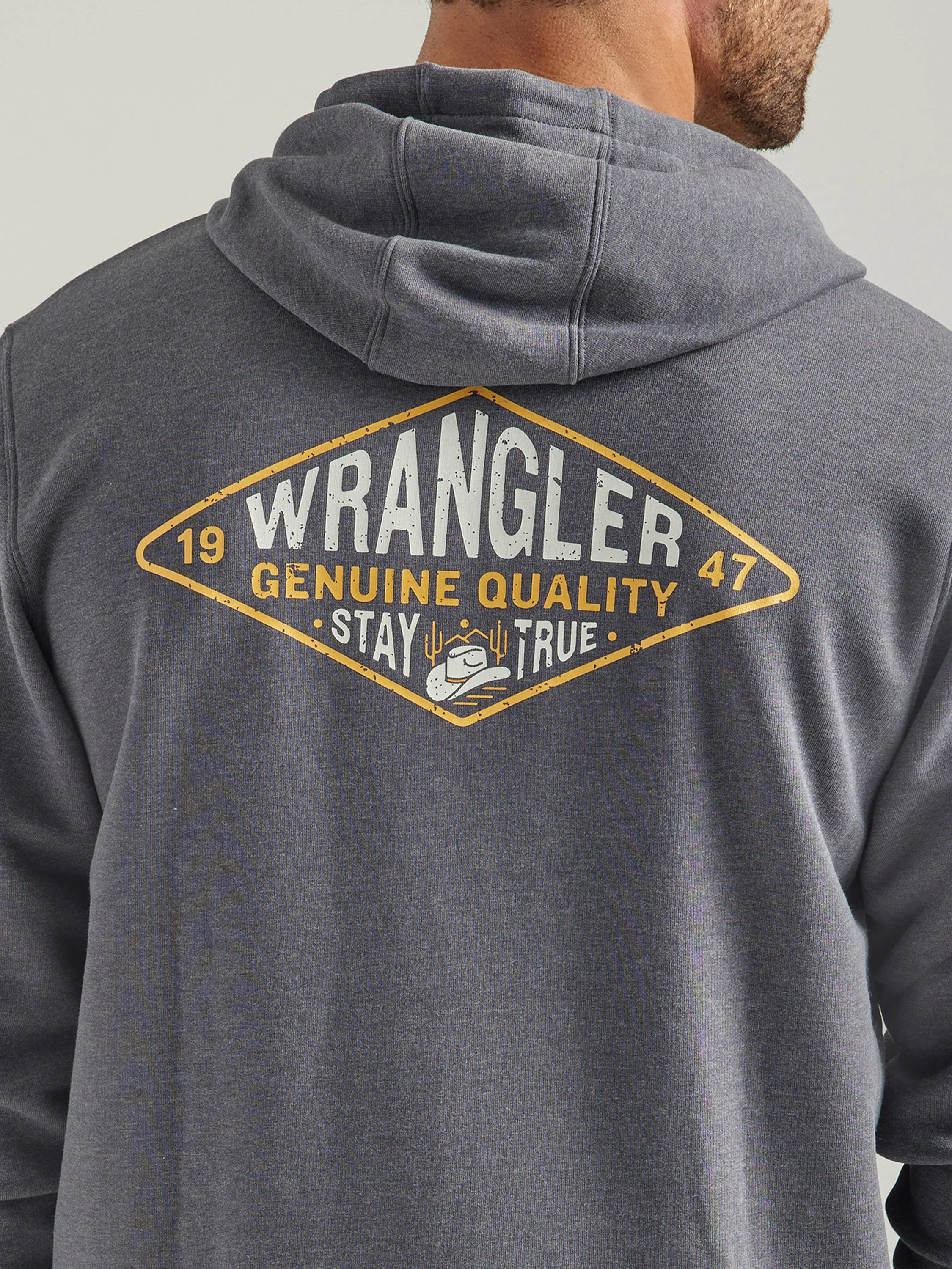 Wrangler Men's Charcoal Heather Logo Zip Hoodie