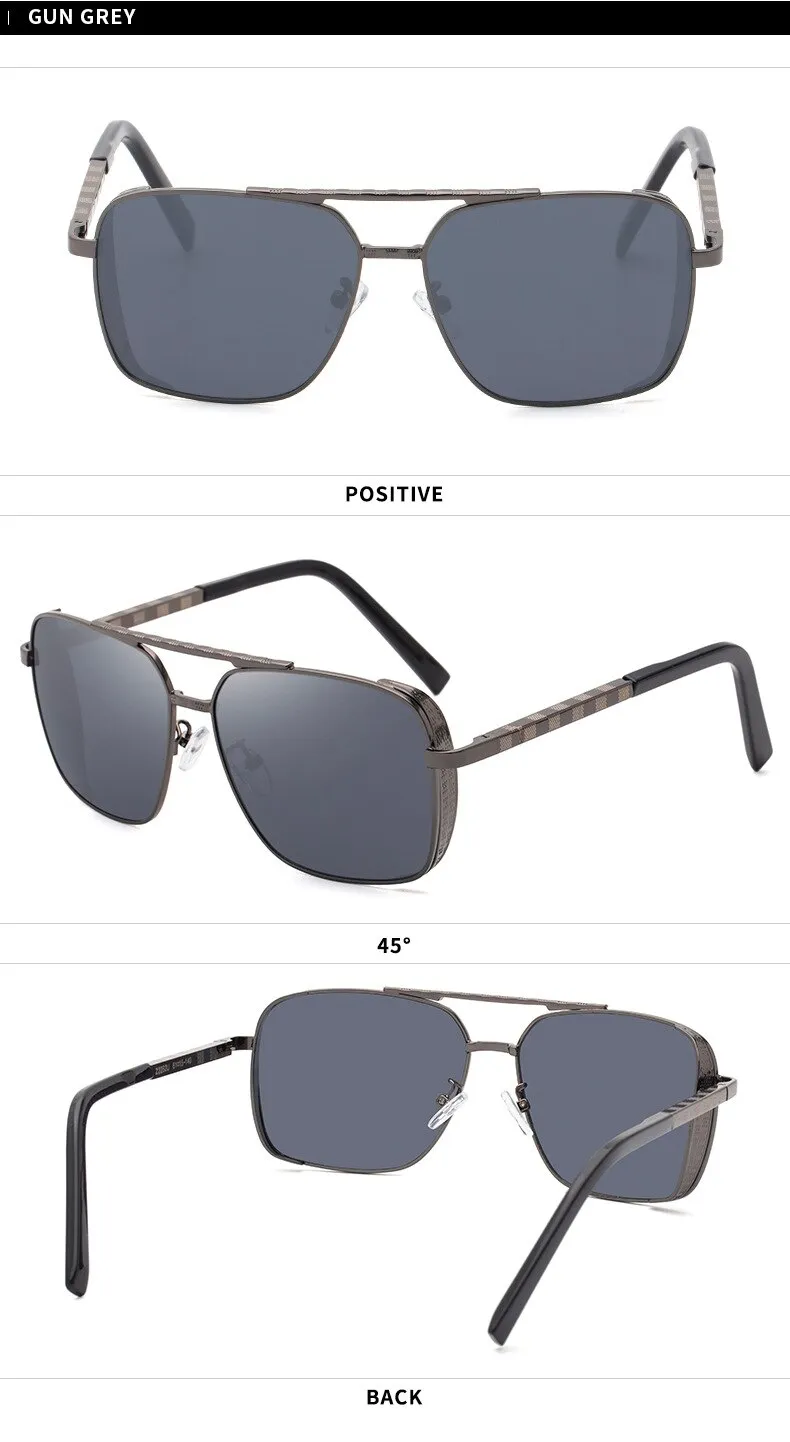 Men's Elastic Temples Luxury Designer Square Sunglasses