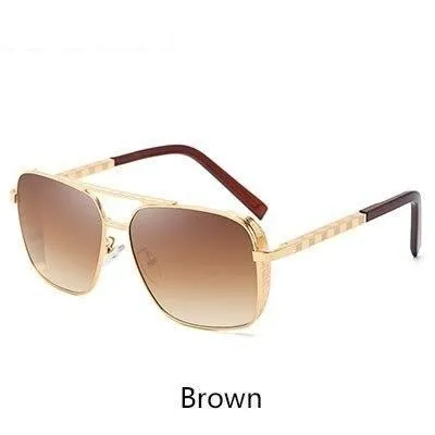 Men's Elastic Temples Luxury Designer Square Sunglasses