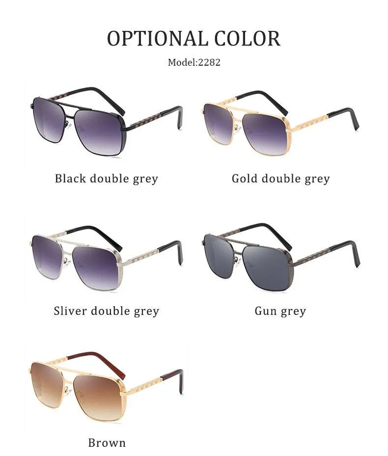 Men's Elastic Temples Luxury Designer Square Sunglasses