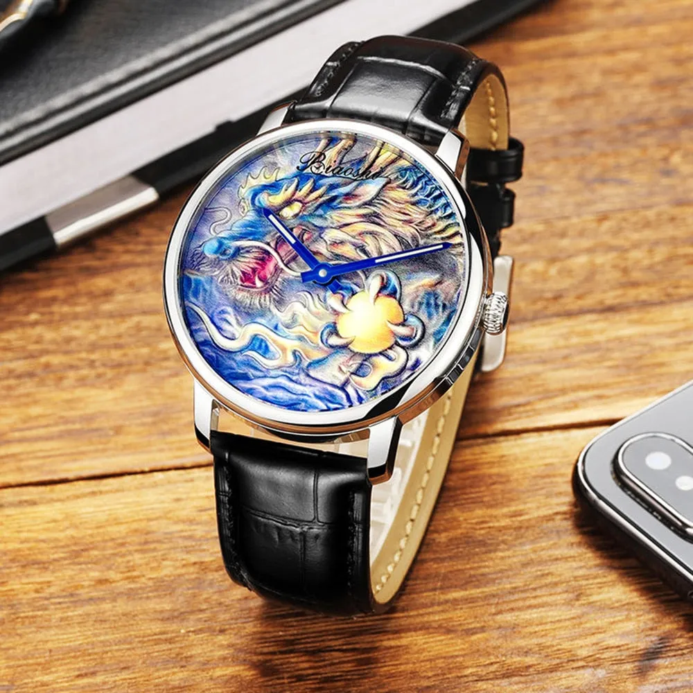 Men's China Dragon Sapphire Crystal Luxury Automatic Mechanical Watches