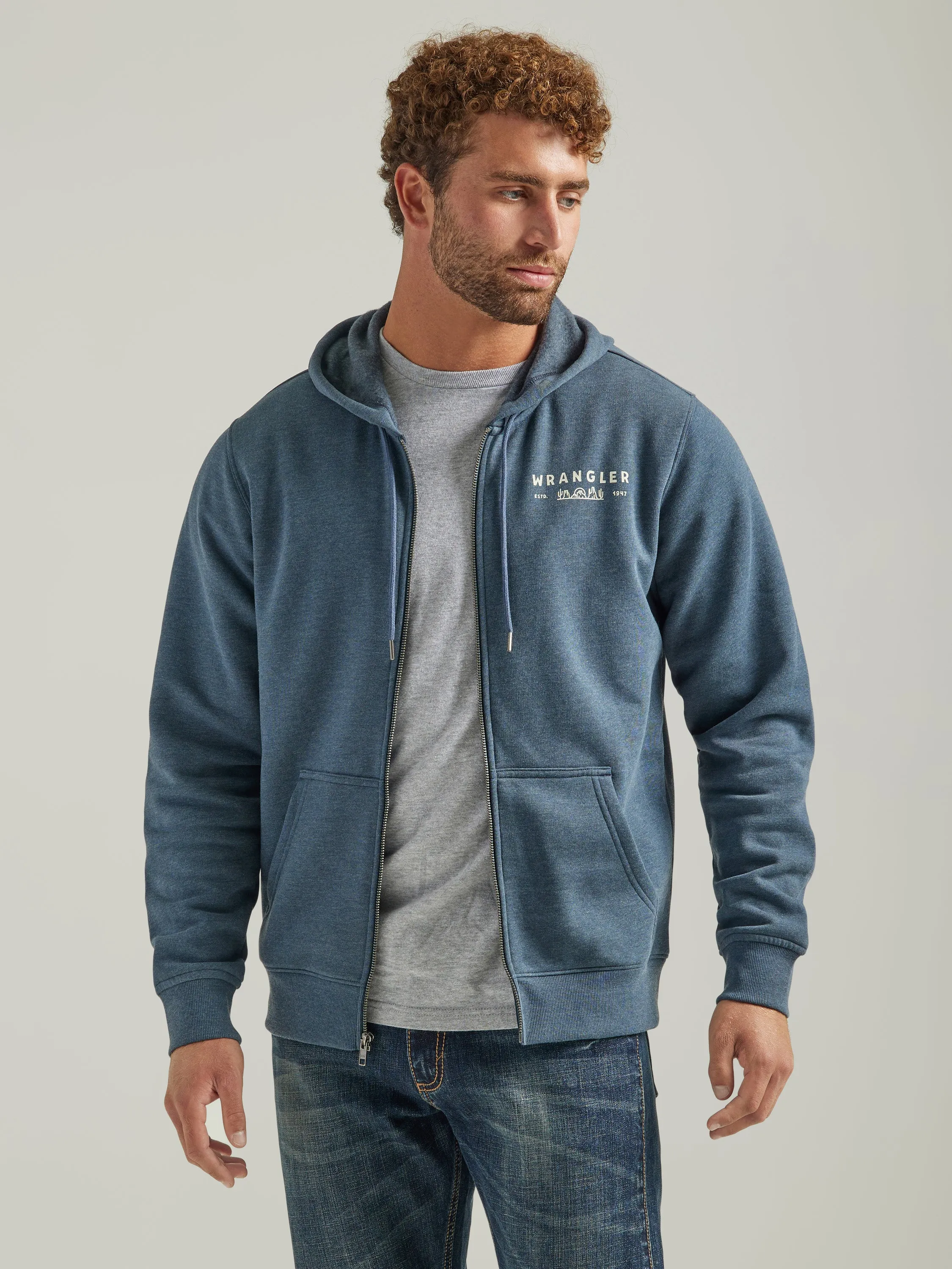 Wrangler Men's Midnight Navy Logo Zip Hoodie