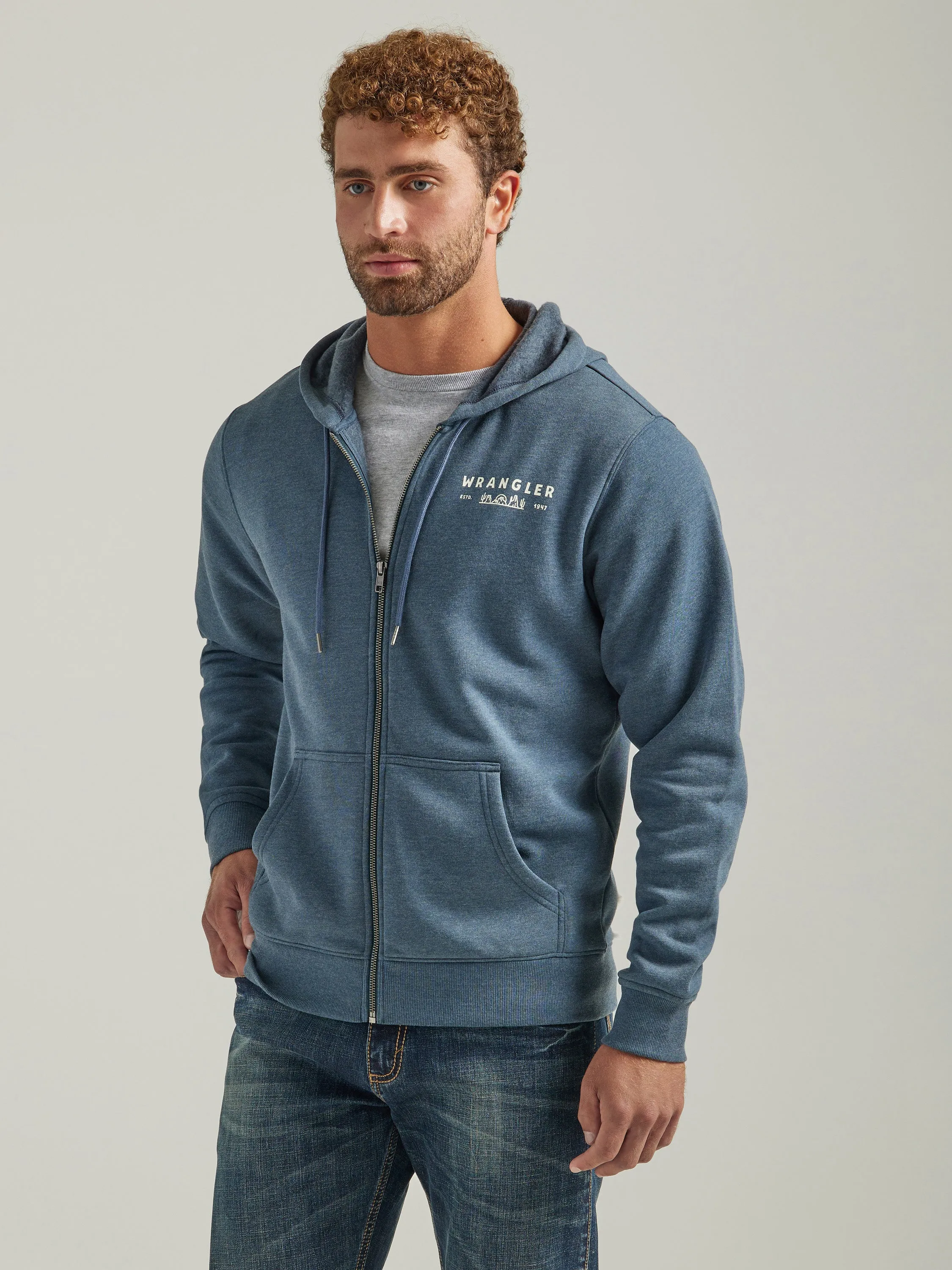 Wrangler Men's Midnight Navy Logo Zip Hoodie