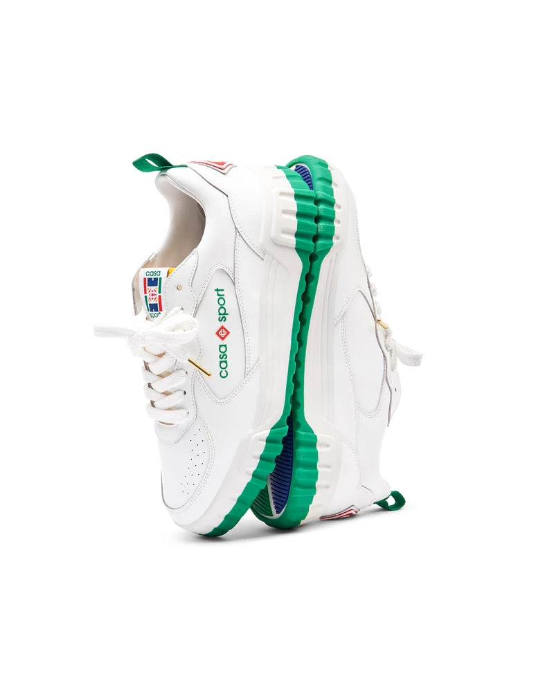 Men's White & Green Court Sneaker