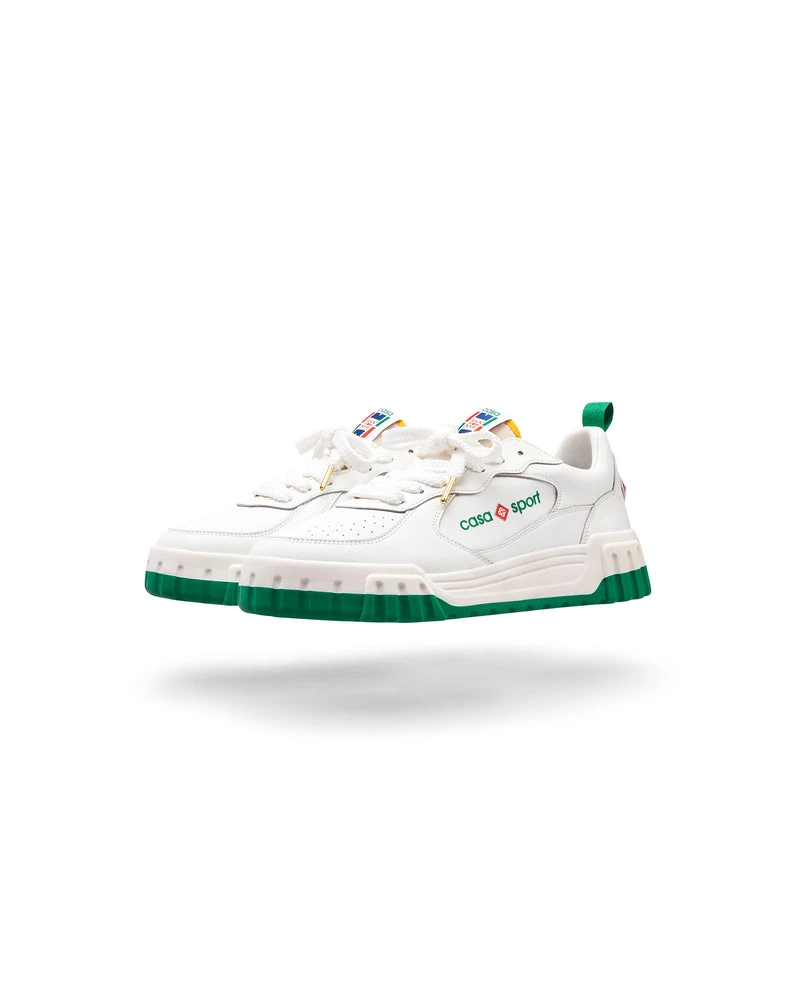 Men's White & Green Court Sneaker