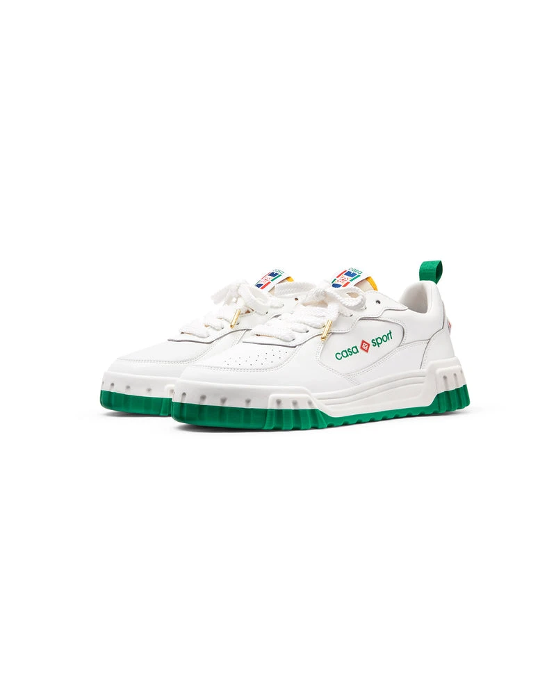 Men's White & Green Court Sneaker