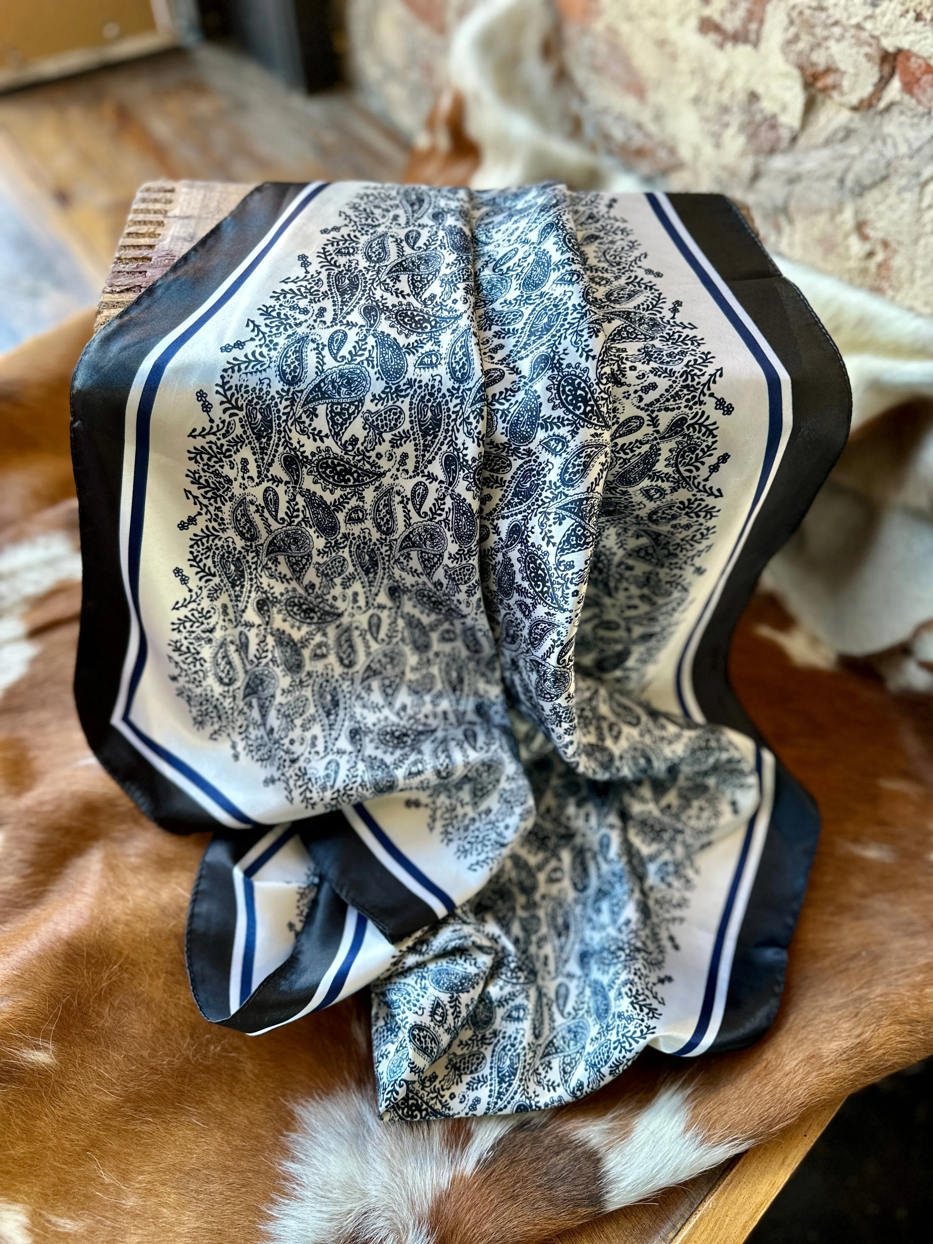 Navy Paisley Wild Rag named Micha