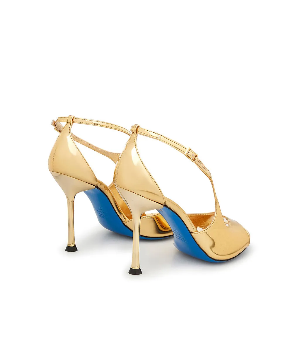 Mirror Leather Gold-tone Sandals