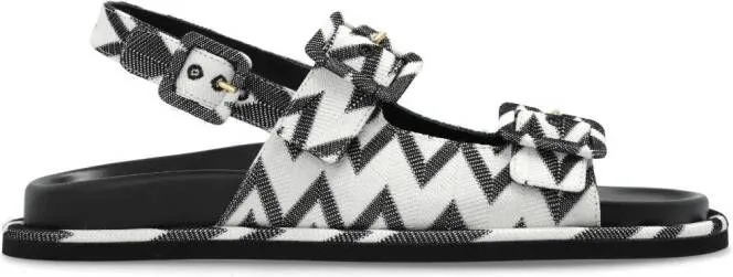 Black Buckled Sandals by Missoni Zigzag-Knit