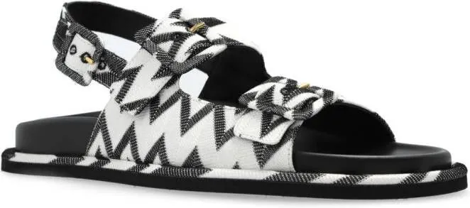 Black Buckled Sandals by Missoni Zigzag-Knit