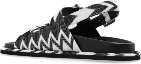 Black Buckled Sandals by Missoni Zigzag-Knit