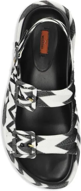 Black Buckled Sandals by Missoni Zigzag-Knit