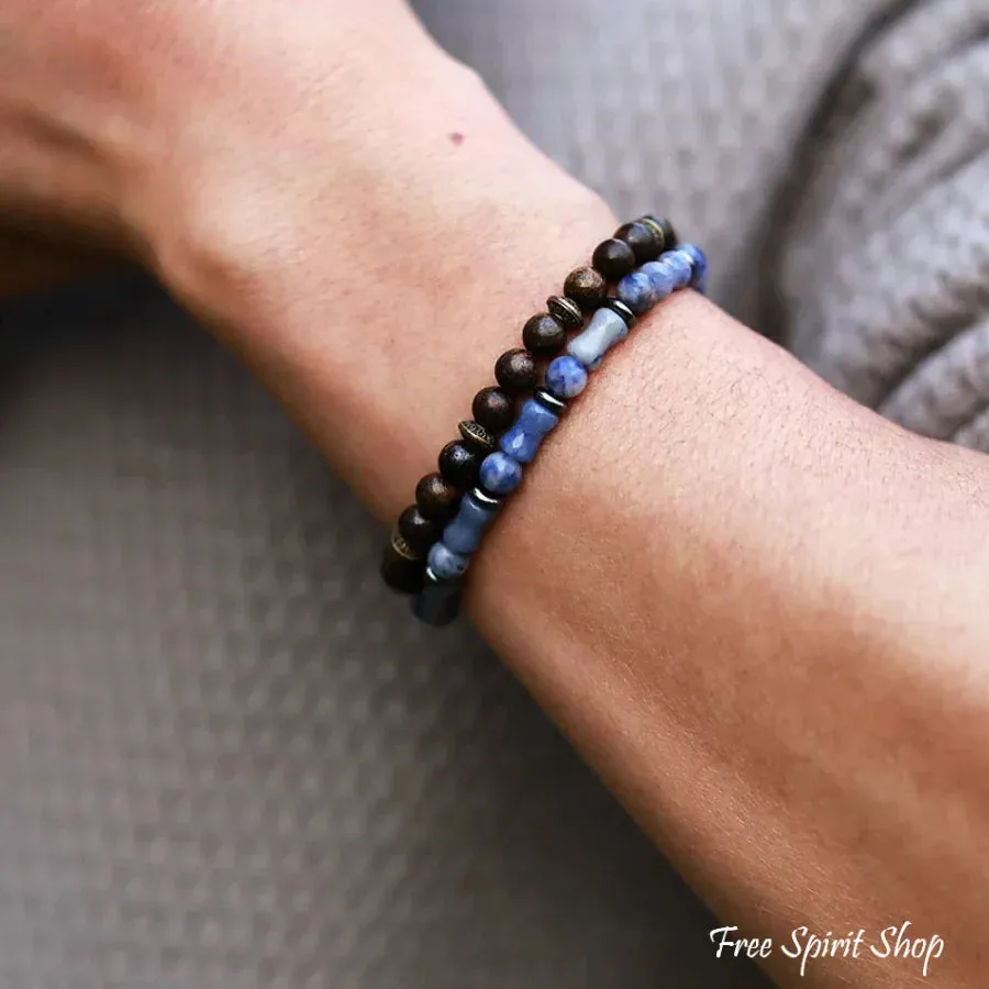 Natural Bronzite & Blue Aventurine Bead Bracelets