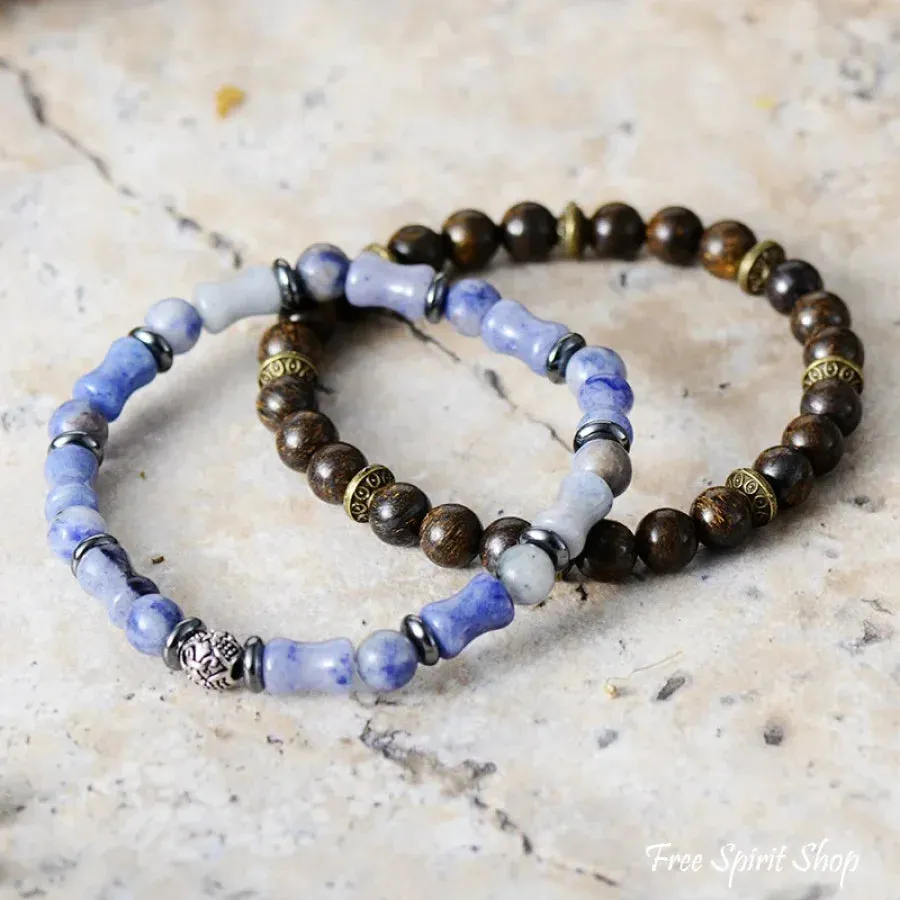 Natural Bronzite & Blue Aventurine Bead Bracelets