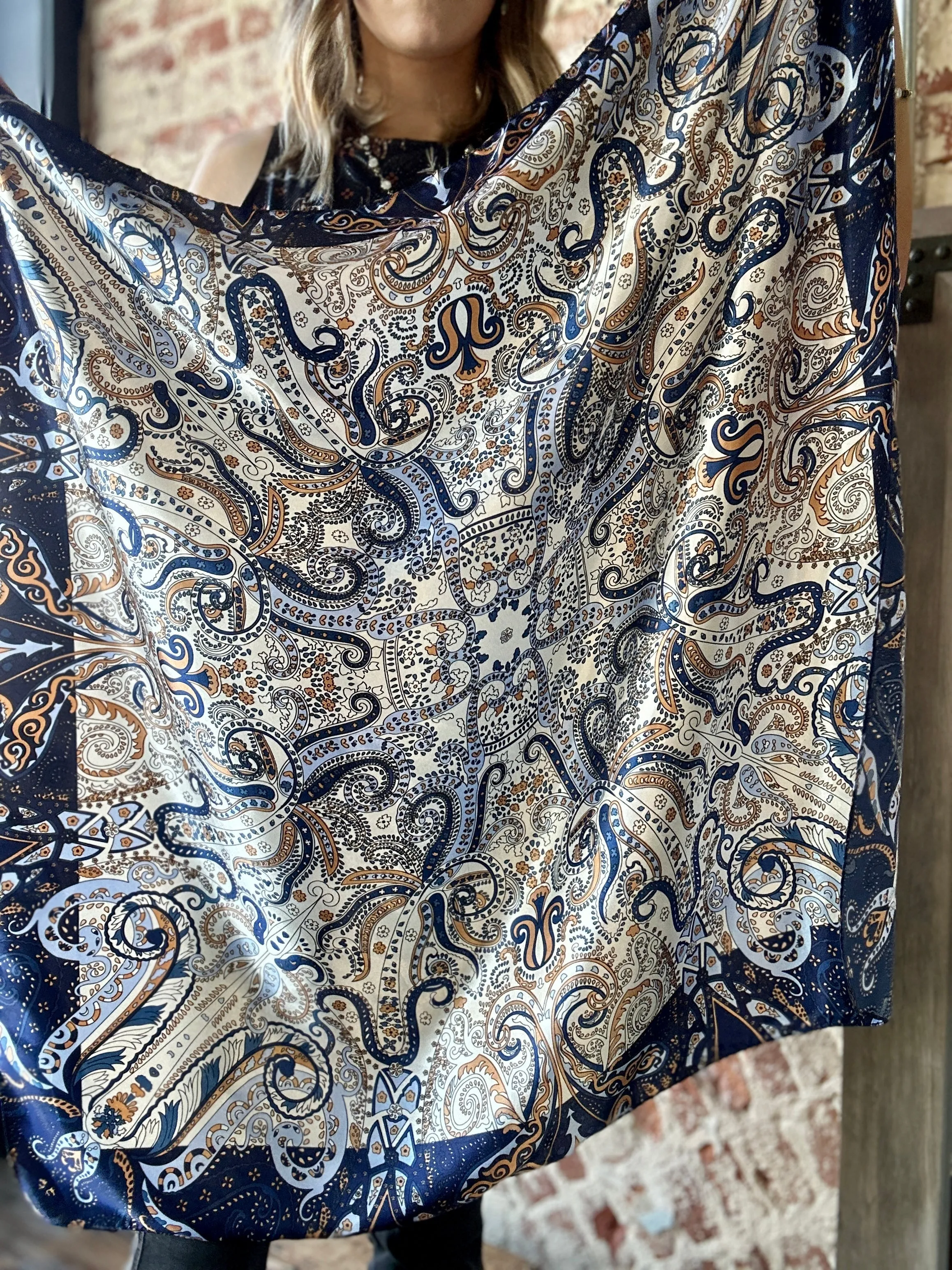 Navy Paisley Wild Rag named Abigail